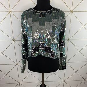 Asos Glitter Lined Scoop Neck Crop Top Size 6